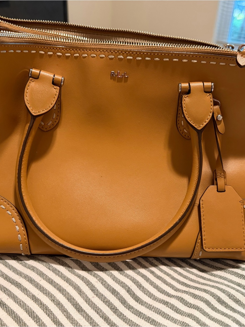 Lauren Ralph Lauren Caramel Tan Leather Satchel